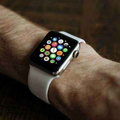 Apple watch on man's hand.
